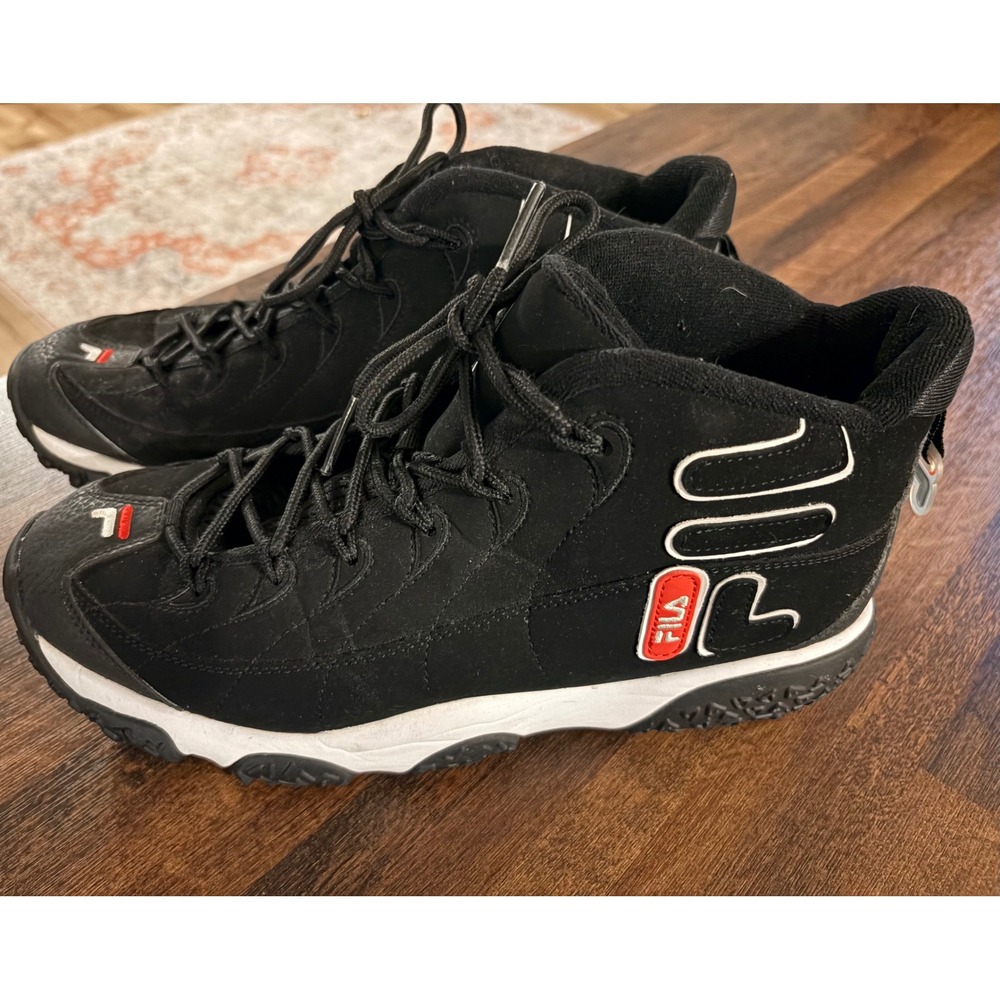Fila Grant Hill 2 Mens Black White Red Mid Top Basketball Shoes 1BM00855-014 9.5